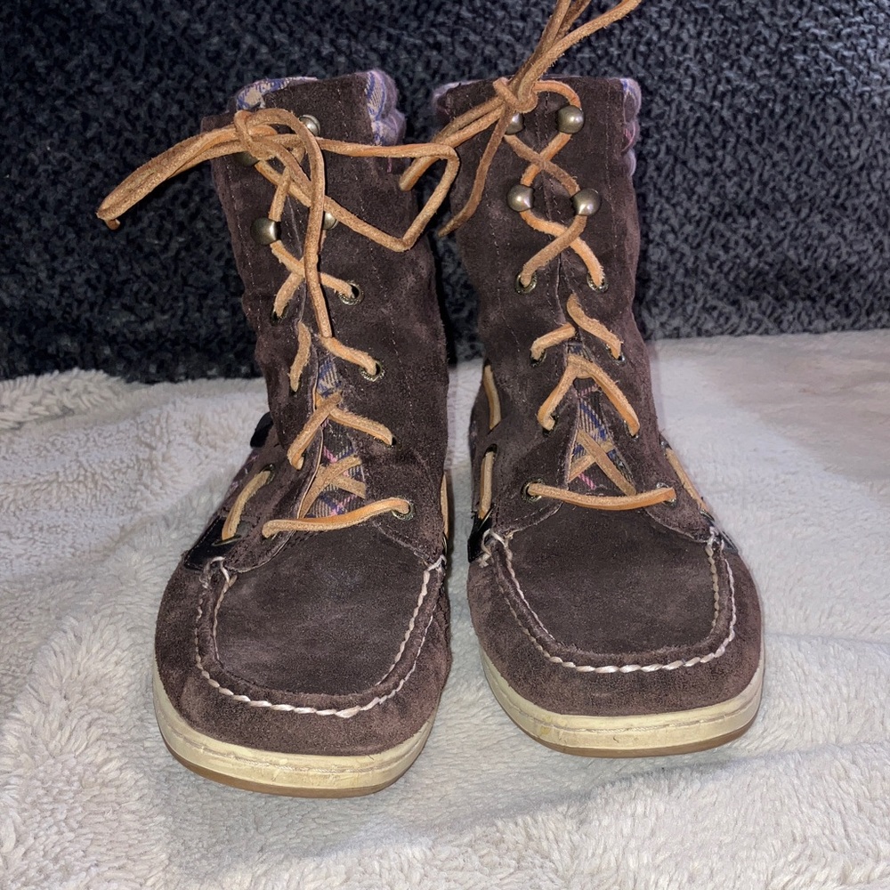 Sperry Suede Fair Isle Top Sider Boot, size 8.5